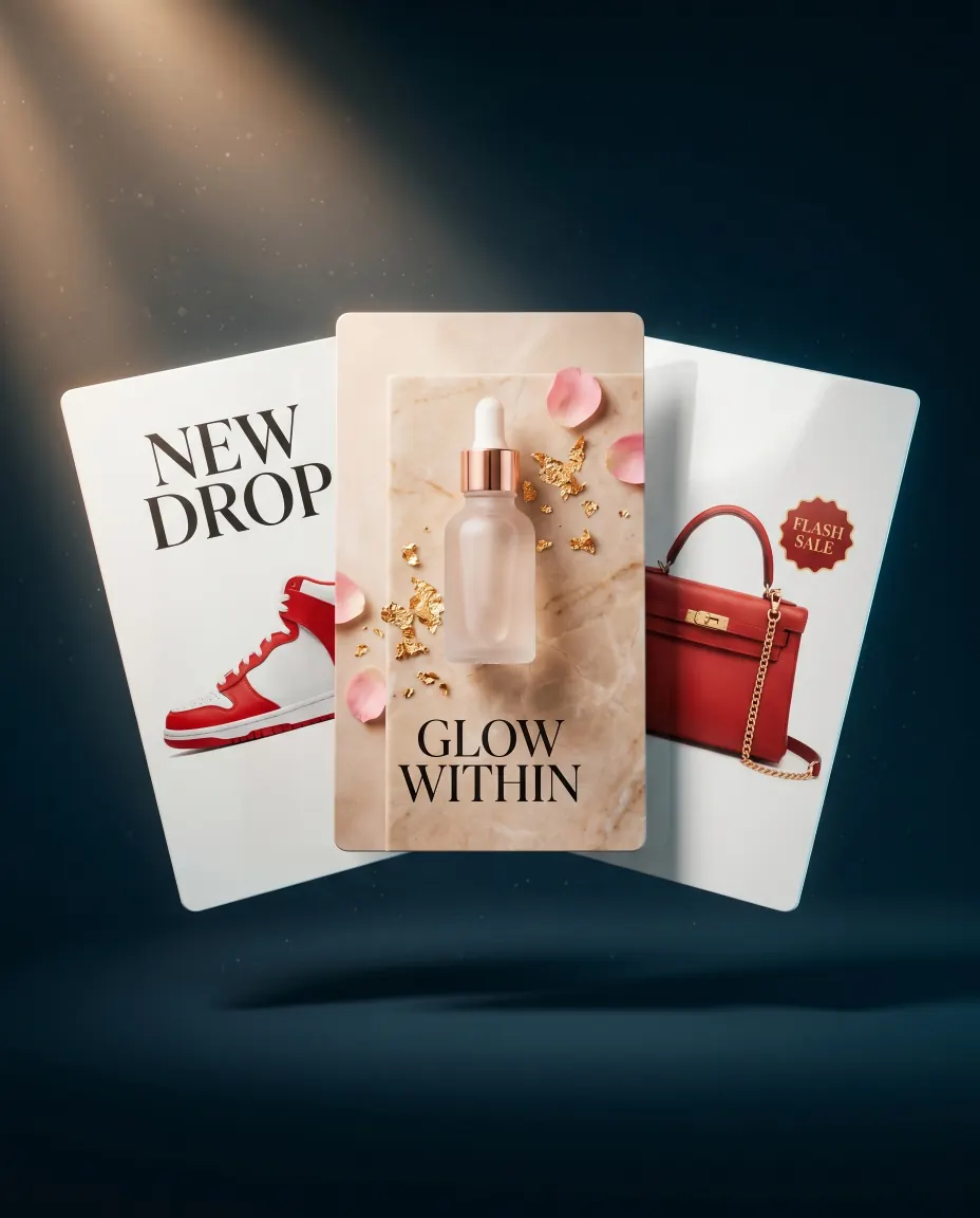 Example beauty and fashion ad creative used as research input